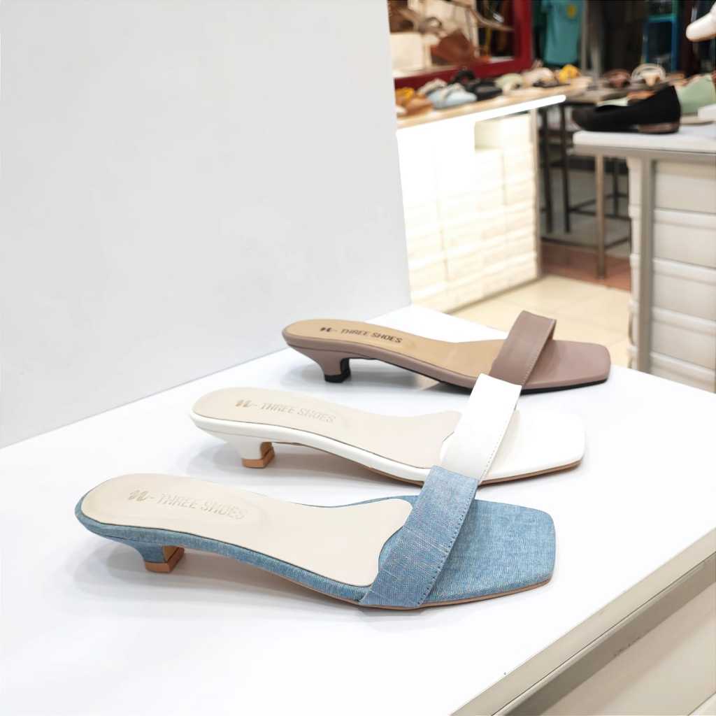 N-THREESHOES Sendal hak pendek Wanita /  Kitten Heels 3 cm   2642