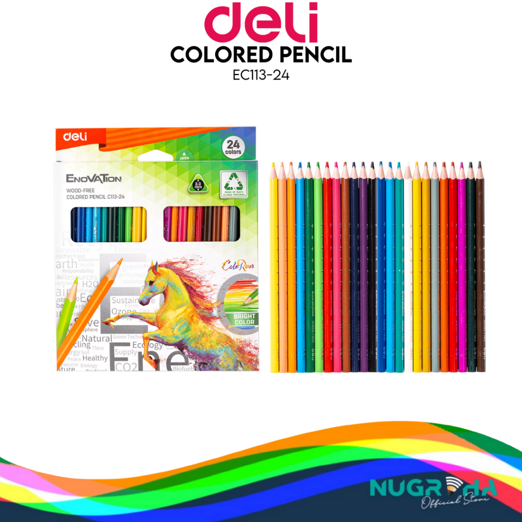 

Deli Pensil Warna Wood-Free / Colored Pencil C113-24 24 Warna