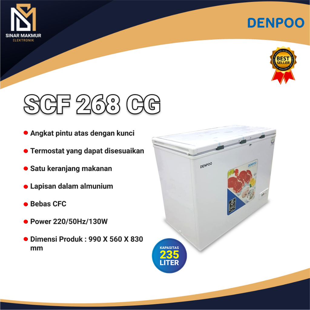 CHEST FREEZER SCF 268CG KULKAS FROZEN MEREK DENPOO