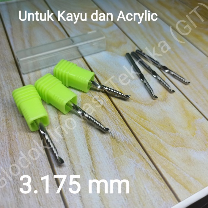 Mata bit pisau cutter CNC router cutting engraving 3.175 3 mm 3mm 1/8 inch single flute kayu acrylic