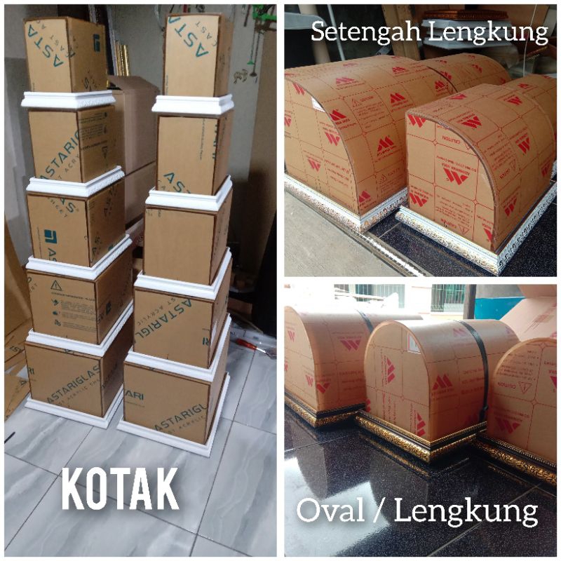 hantaran akrilik model kotak, lengkung & setengah lengkung komplet plus baki custom satuan