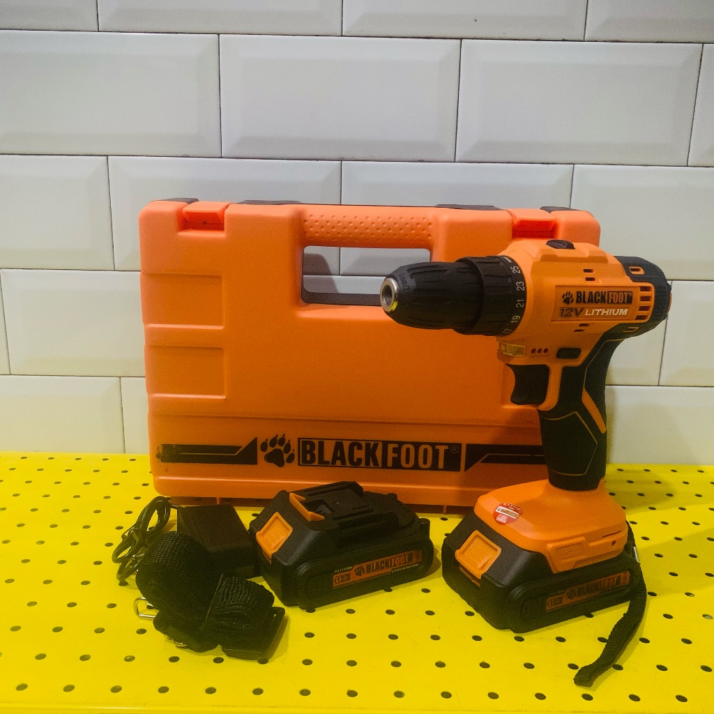 BOR CORDLESS 12V BLACKFOOT BOR BATERAI 12 VOLT 1.5 AH MESIN DRIL 10 MM Yukido