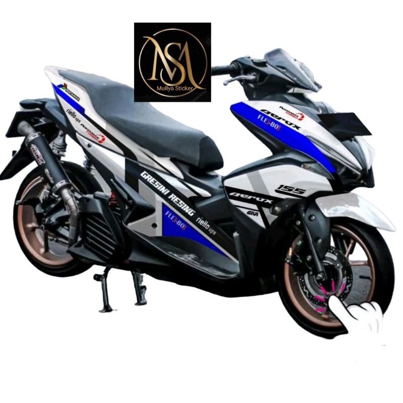 decal aerox old full body motif sponsor warna putih