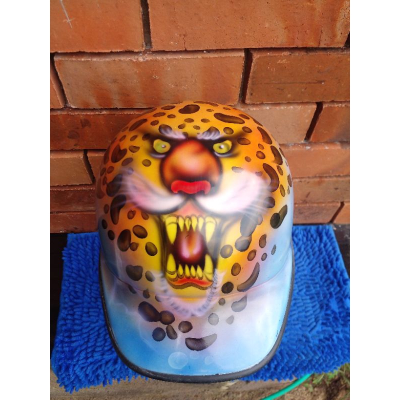 HELM CLASSIK JADUL VINTAGE MODEL HELM ASTREA GRAND AIR BRUSH HARIMAU ORIGINAL NOS / BARU STOK LAWASA