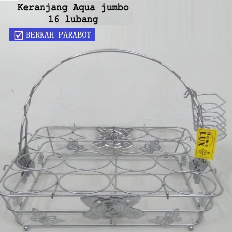TEMPAT AQUA LEBARAN / KERANJANG AQUA GELAS 16 LUBANG STAINLESS