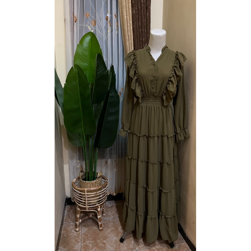 NEW gamis ceruti by: lora. warna hijau army