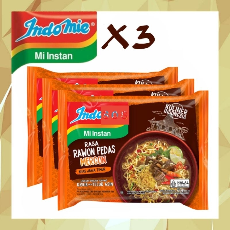 

《OS3》 PRODUK BARU PAKET 3 Indomie Mi Kuah rasa Rawon Pedas khas Jawa Timur