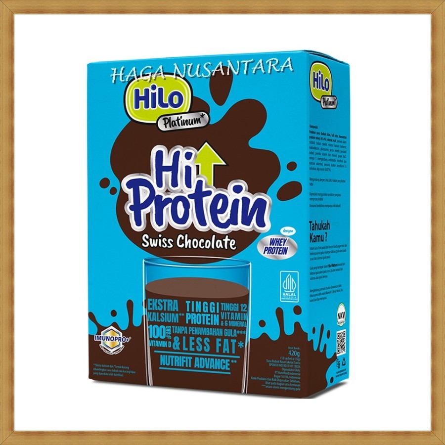 

HiLo Platinum Hi Protein Swiss Chocolate 420 gr | Hilo Protein Swiss Coklat 420 gram (12 Sachet)