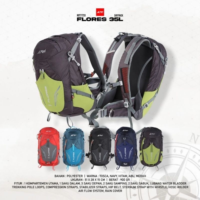 Tas Ransel Pria atau Daypack Flores 35 Liter Arei Outdoorgear