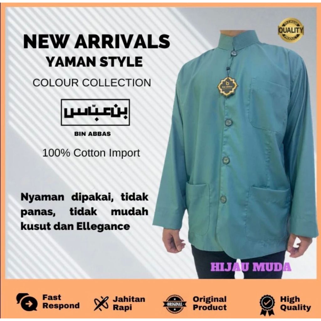 BAJU KOKO HABAIB PREMIUM  STYLE YAMAN HIJAU MUDA