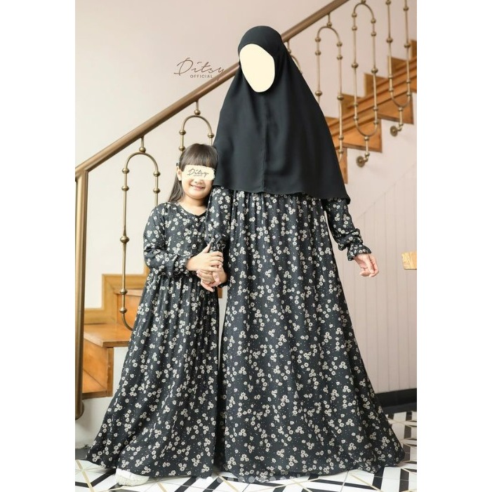 Ditsy Night Gown Des 2023 Gamis - Baju Tidur seri Auretta Jetblack