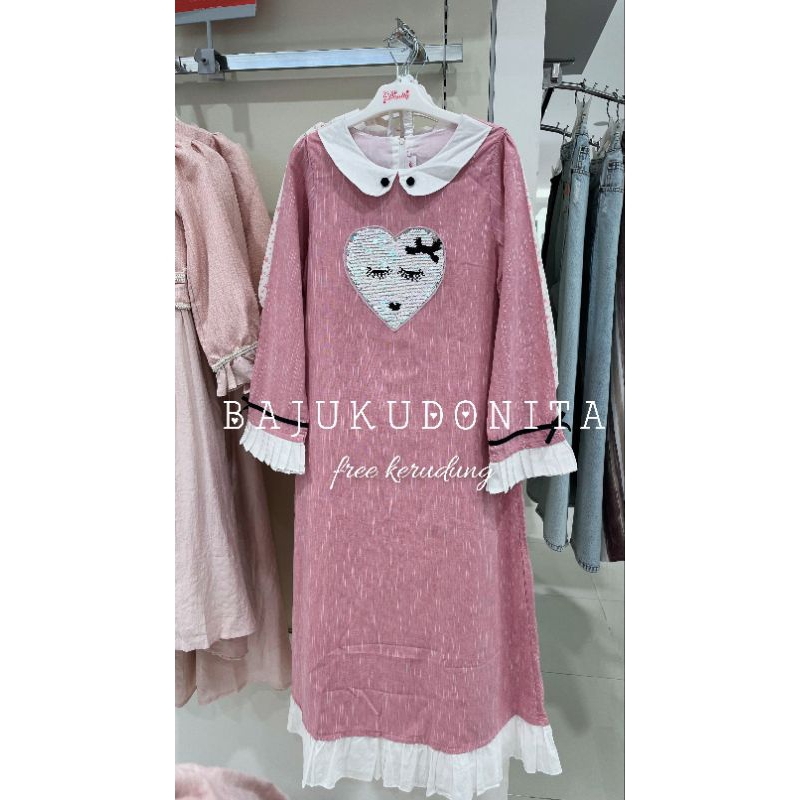 free kerudung DONITA Size 14 Gamis Anak Perempuan Matahari Bahan Katun Donitakids Muslim