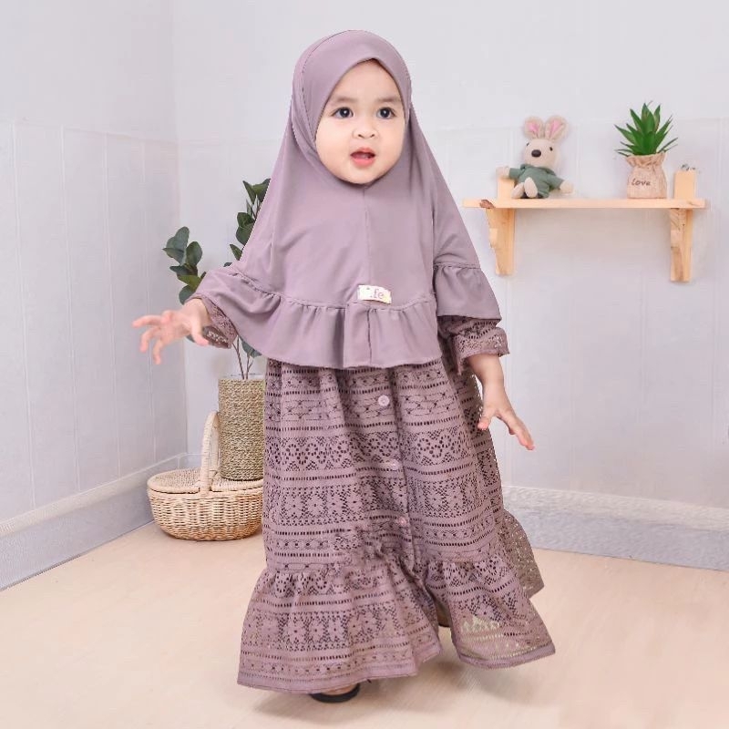 Fyb - Gamis Brokat Set Hijab / Gamis Anak / Gamis Malika