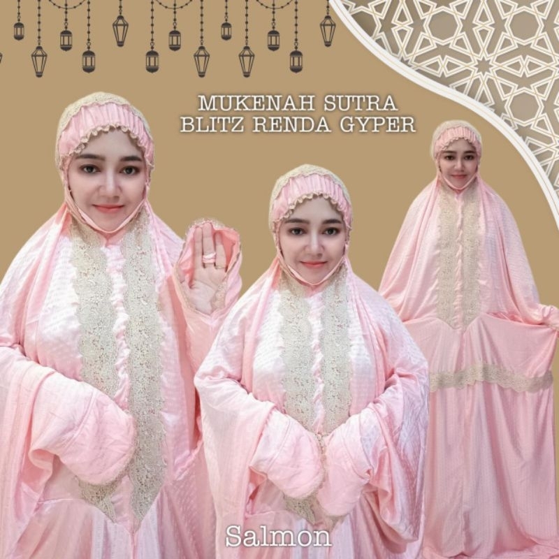 Mukena Terusan Dewasa Sutra Blitz Warna Renda Gyper