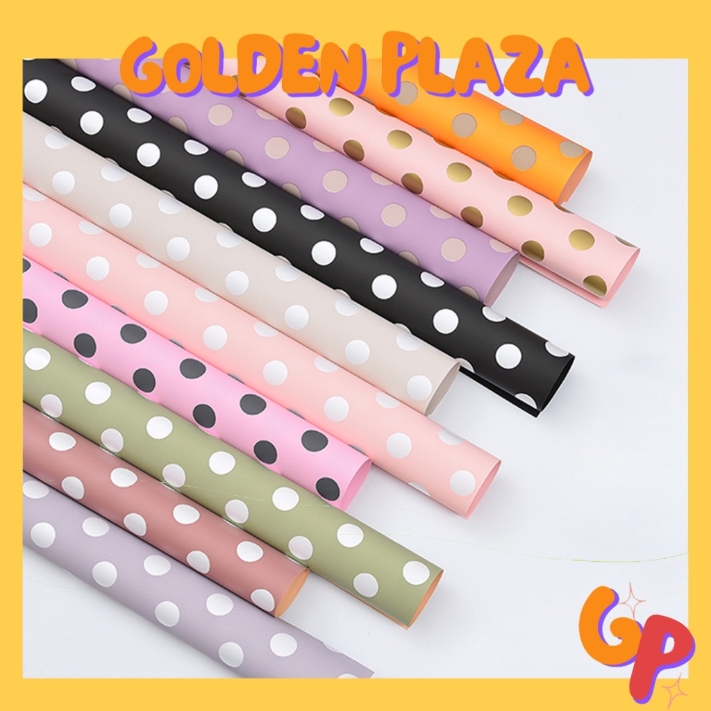 

(1 PACK ISI 20 LEMBAR) Flower Wrapping Paper Kertas Kado Florist Kertas Bunga Buket Motif Polkadot KB11
