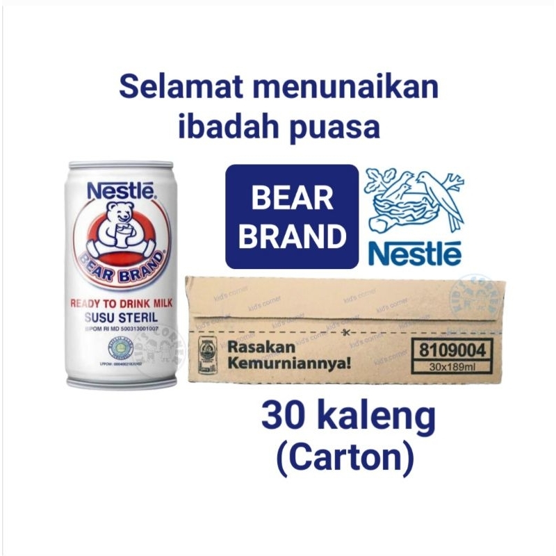 

Bear brand nestle 1 Carton (30 kaleng) susu steril