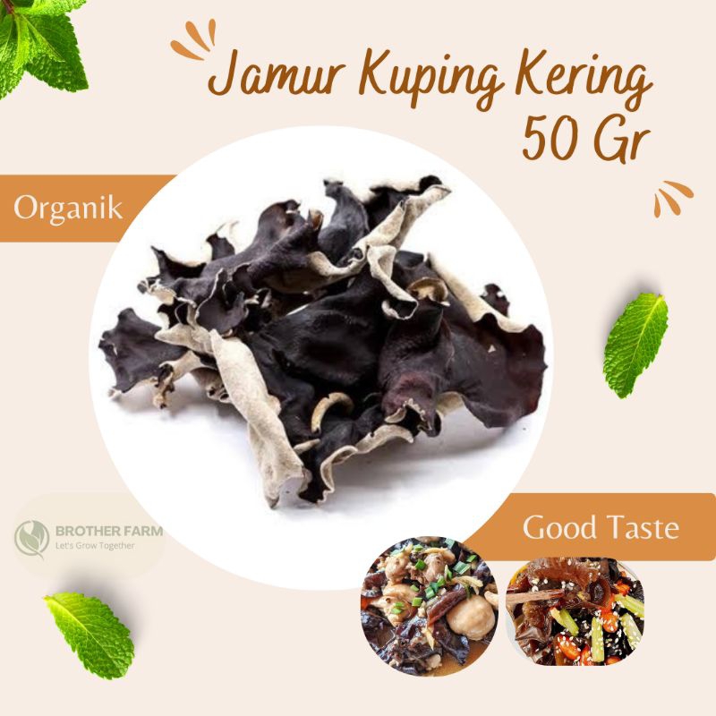 

Jamur Kuping Hitam Kering 50 Gr / Grade A Dried Black Fungus / Hei Mu Er
