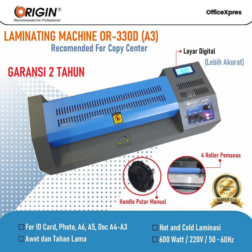 

Mesin Laminating OR 330 D / Laminating A3 / Mesin Laminating Digital / Alat Laminating LED / Laminator Kertas A3 Origin