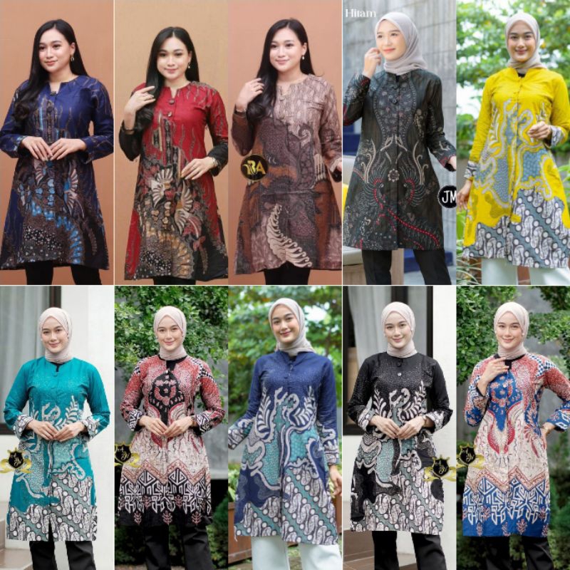 Tunik Batik Wanita Kancing Depan Tunik Baju Kerja Kantor Batik Wanita
