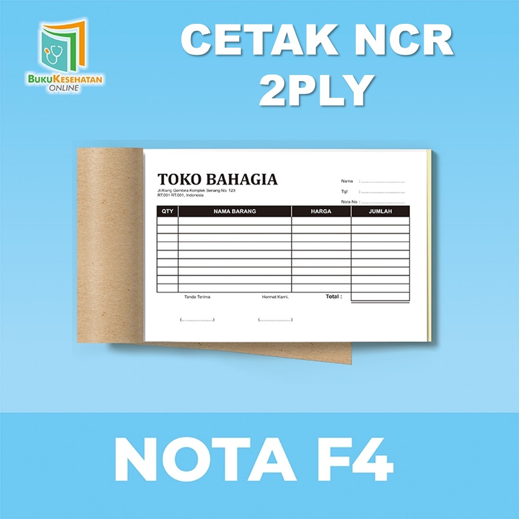 Kertas NCR Rangkap 2ply | Custom Cetak Buku Blanko Formulir - Kwitansi - Nota | Ukuran 1/2 1/3 1/4 F4 Harga 1 RIM