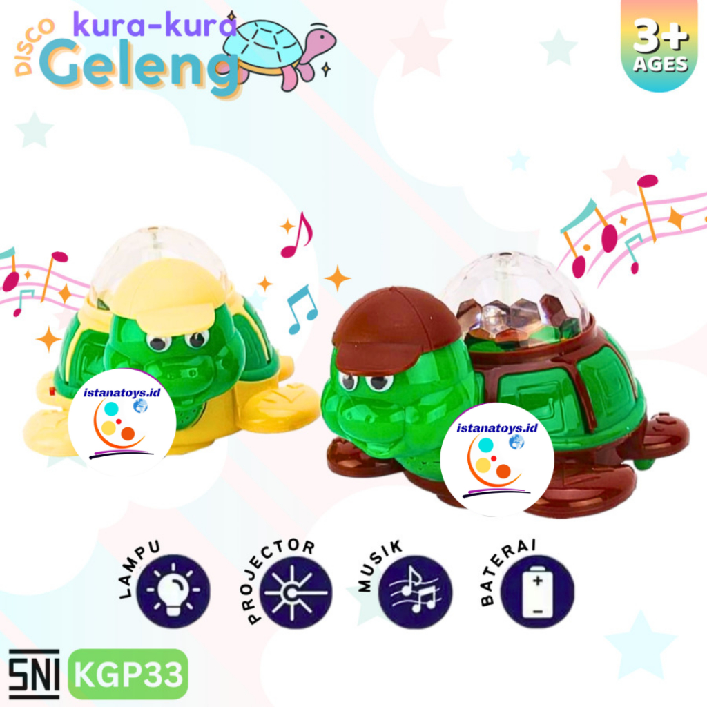ID Mainan Kura-Kura Geleng Disco Musik Lampu KGP33