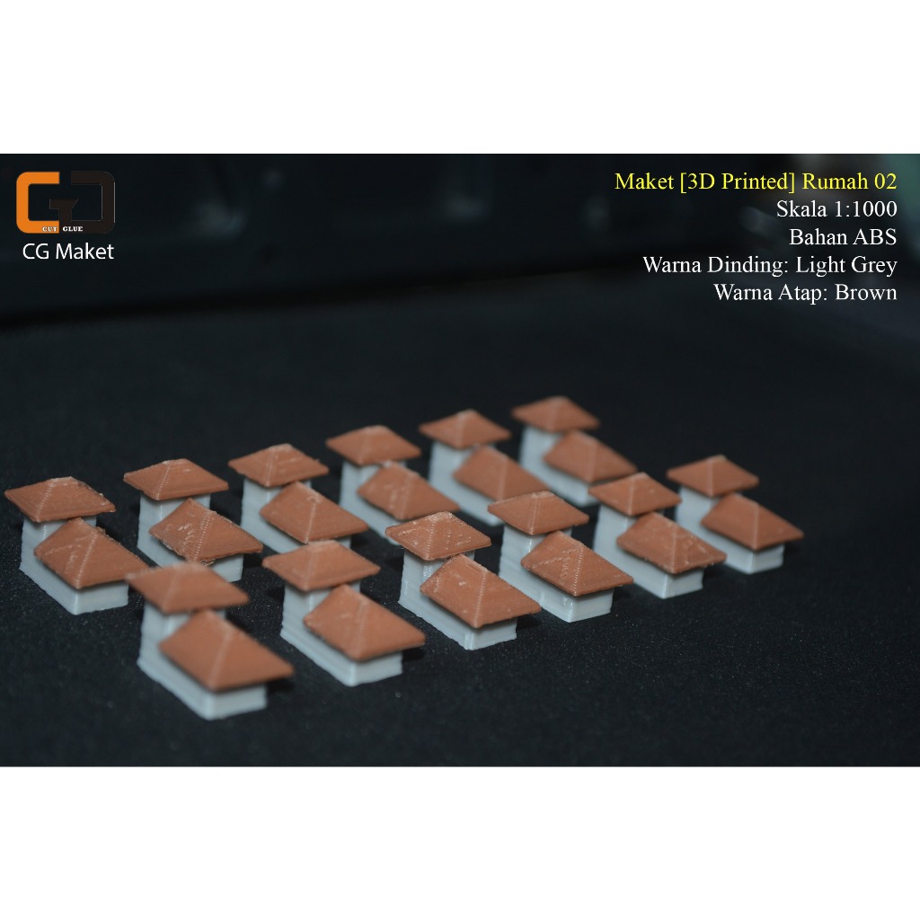 Maket Rumah Penduduk 02_ Skala 1:1000_Light Grey & Brown (Harga satuan)