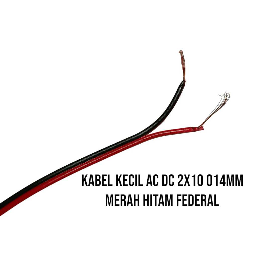 Kabel Serabut Kecil AC DC 2x10 / 0.14mm Twin Round MERAH HITAM FEDERAL Harga Per Meter