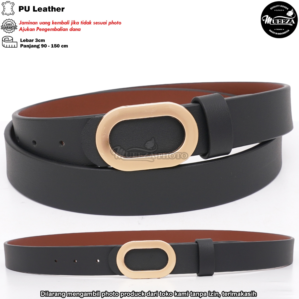 RB6 Ikat Pinggang Wanita Klit PU Lebar 3cm gesper kulit cewek sabuk kasual wanita