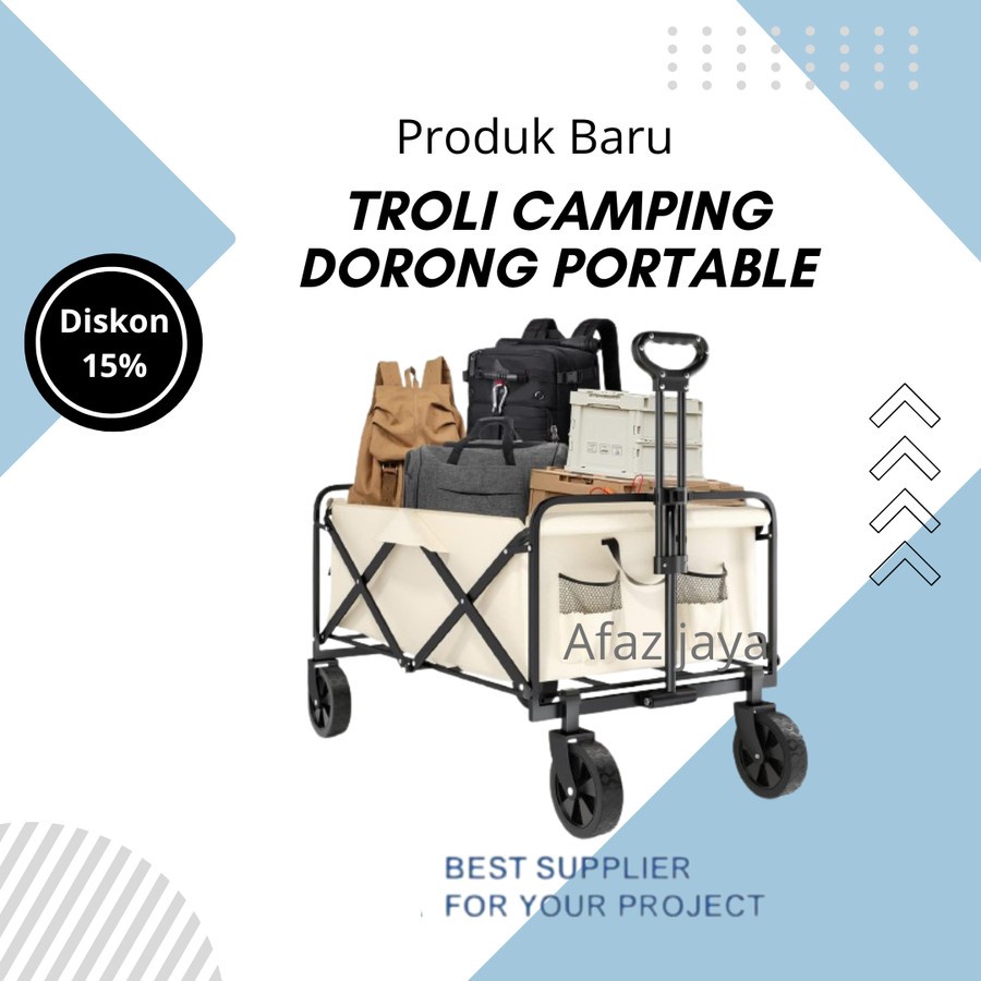 TROLI BARANG LIPAT TROLI CAMPING KERANJANG DORONG PORTABLE