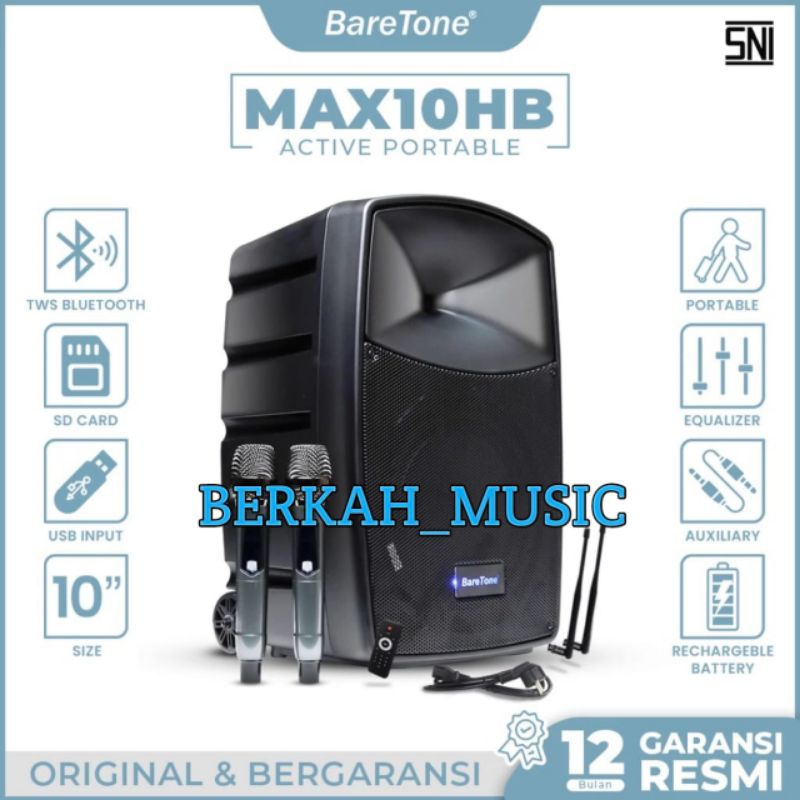 Baretone Speaker Portabel Max10hb original Speaker 10inch