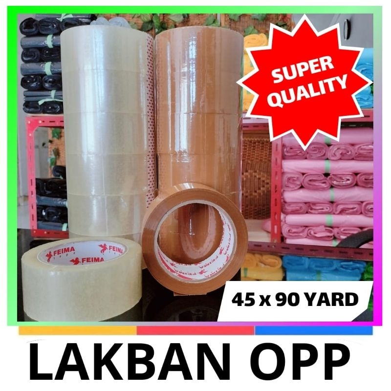 

LAKBAN BENING / LAKBAN COKLAT 90 YARD ISOLASI SELOTIP CLEAR TAPE 45MM DAYA LENGKET