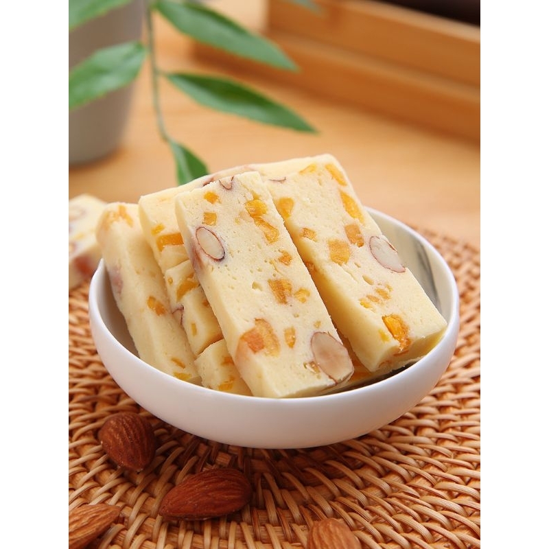 

Nougat Mangga & Almond 100 Gram Premium Quality - Permen Milk Nougat Candy Susu Kue Nougat Cemilan Sehat Dijamin HALAL