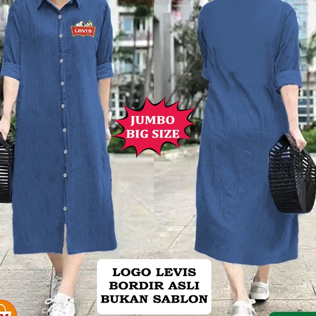 Best Seller TERMURAH Baju Tunik Wanita Motif Lucu Bordir Asli LONG TUNIC JEANS  DENIM BIG SIZE JUMBO