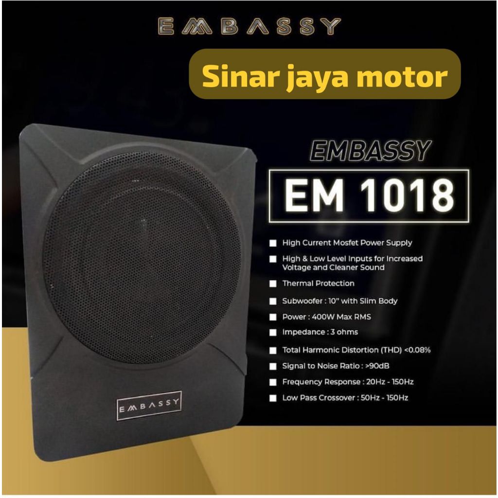 Subwoofer kolong embassy em-1018 10'' subwoofer aktif embassy em-1018