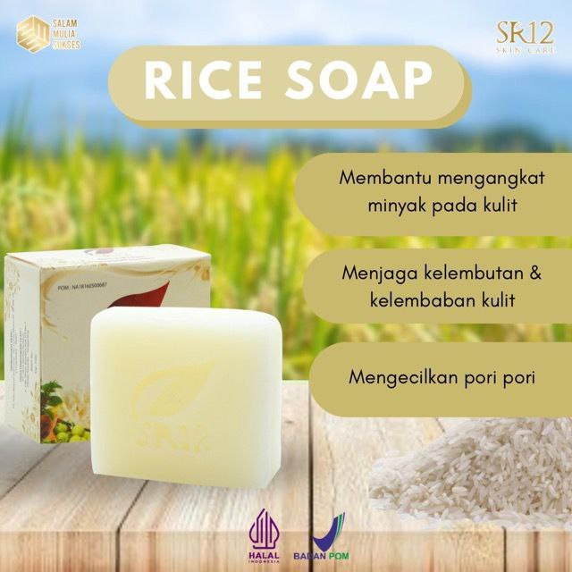 RICE SOAP SR12 SABUN UNTUK MENGHILANGKAN JERAWAT (KULIT SENSITIF) SABUN BERAS SABUN KULIT SENSITIF