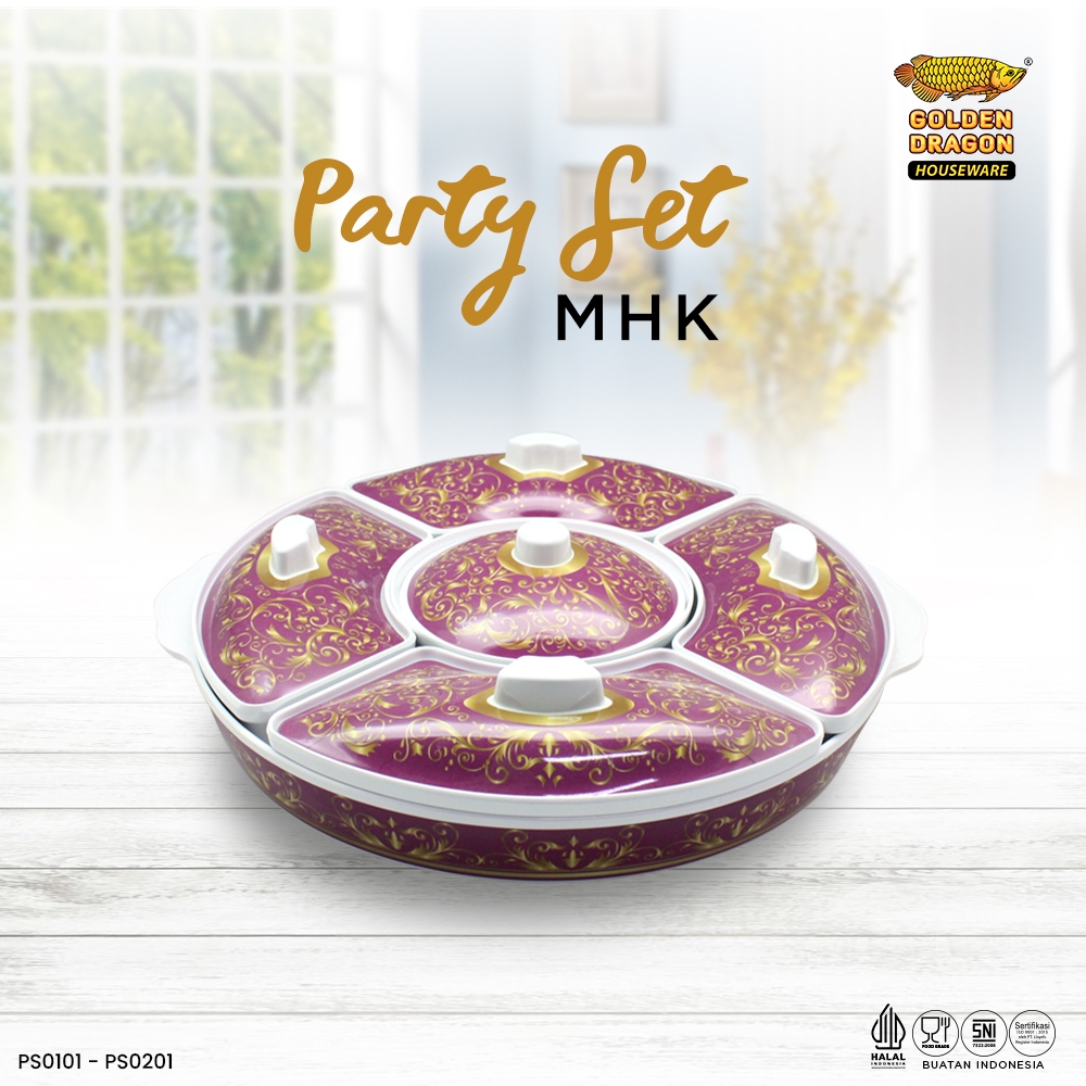Arwana Houseware Party Set Melamine Motif PS0101MF-Motif - Golden Dragon Melamine