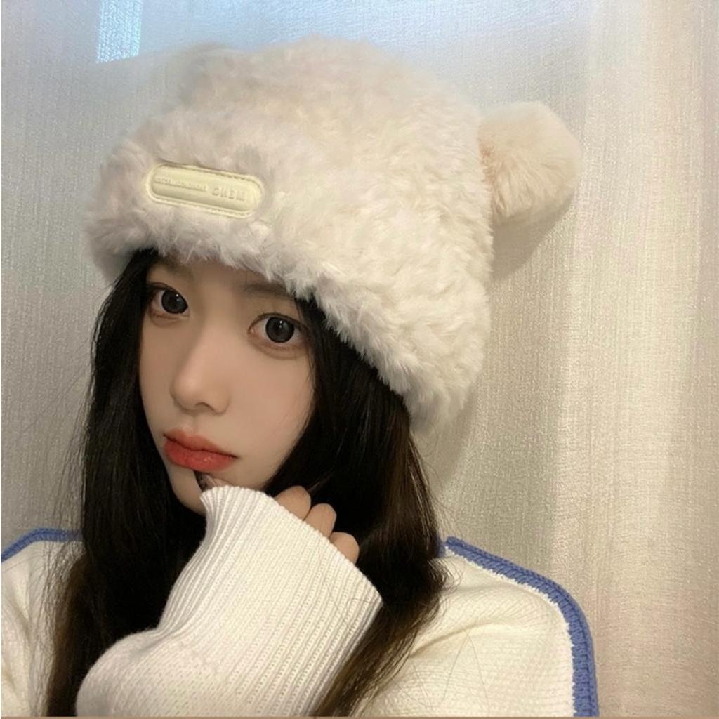 Topi Rajut Telinga Beruang Fashion, Topi Fashion Korea, Topi Wanita Bulu Dewasa, Topi Wanita Import 