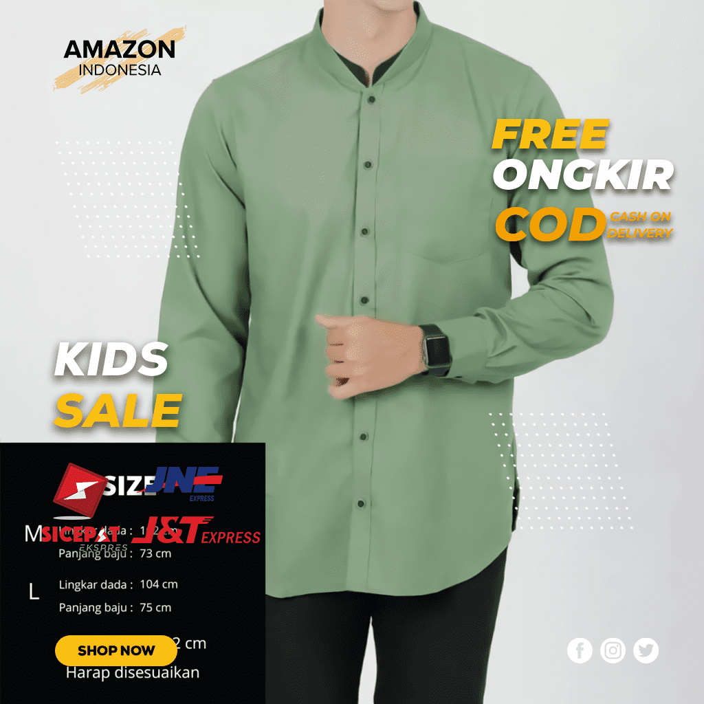 BEST SELLER  Baju Kemeja  Koko Pria Dewasa Terbaru Model Raynan Variasi Warna Hijau Bahan Premium Baju Muslim Atasan Pria Murah Bagus Pakaian Kasual