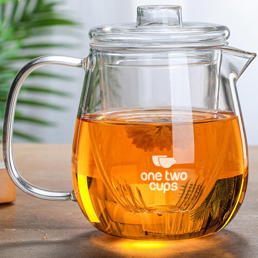 Teko Borosilikat Dengan Tutup Dan Saringan Full Kaca Transparent 1200 ml - Tea Pot - Teko Teh