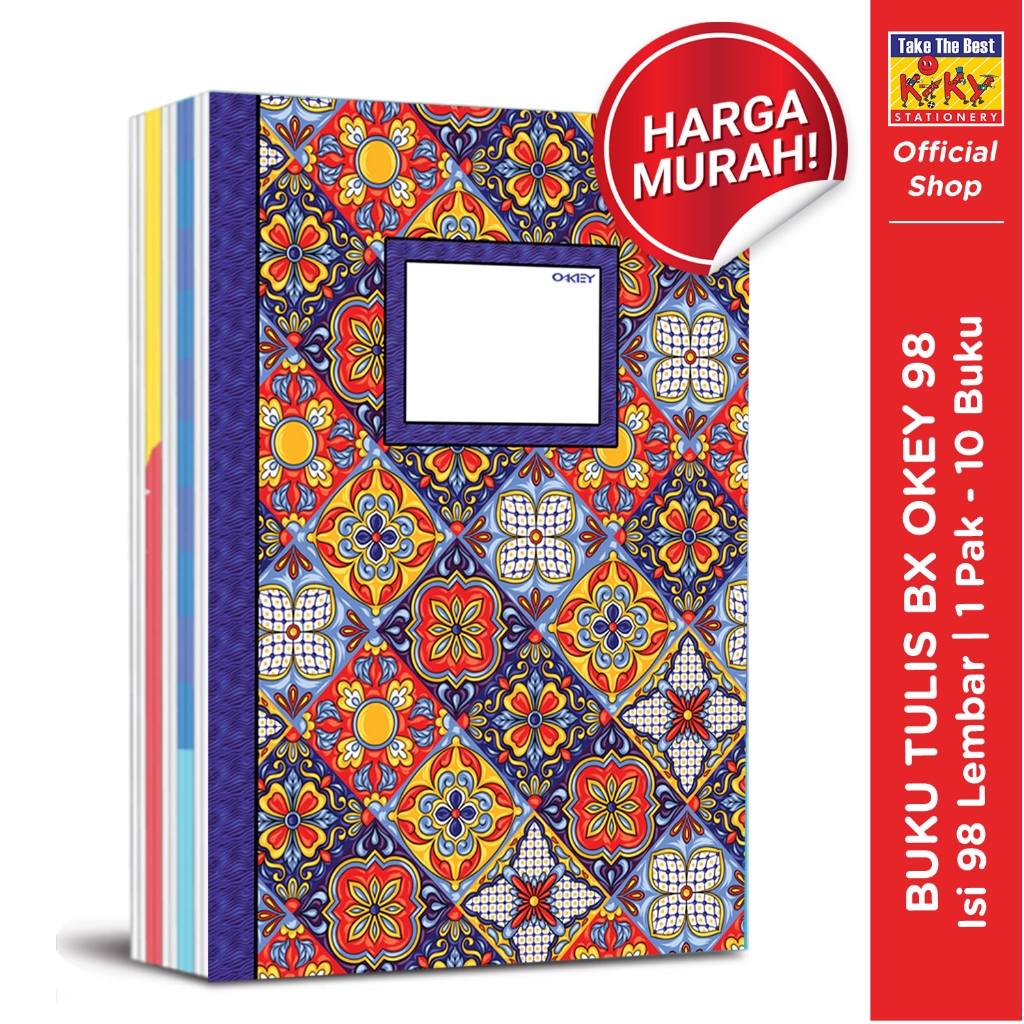 

BUKU MURAH STOK TERBATAS!!! OKEY Buku Tulis BX 98 Lembar (Uk. 17.5 x 25 cm) - 5 Buku / Motif Random