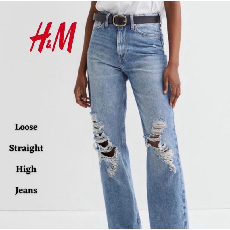 ans.stuffco H&M loose straight pants medium blue reject sale deffect hnm hm