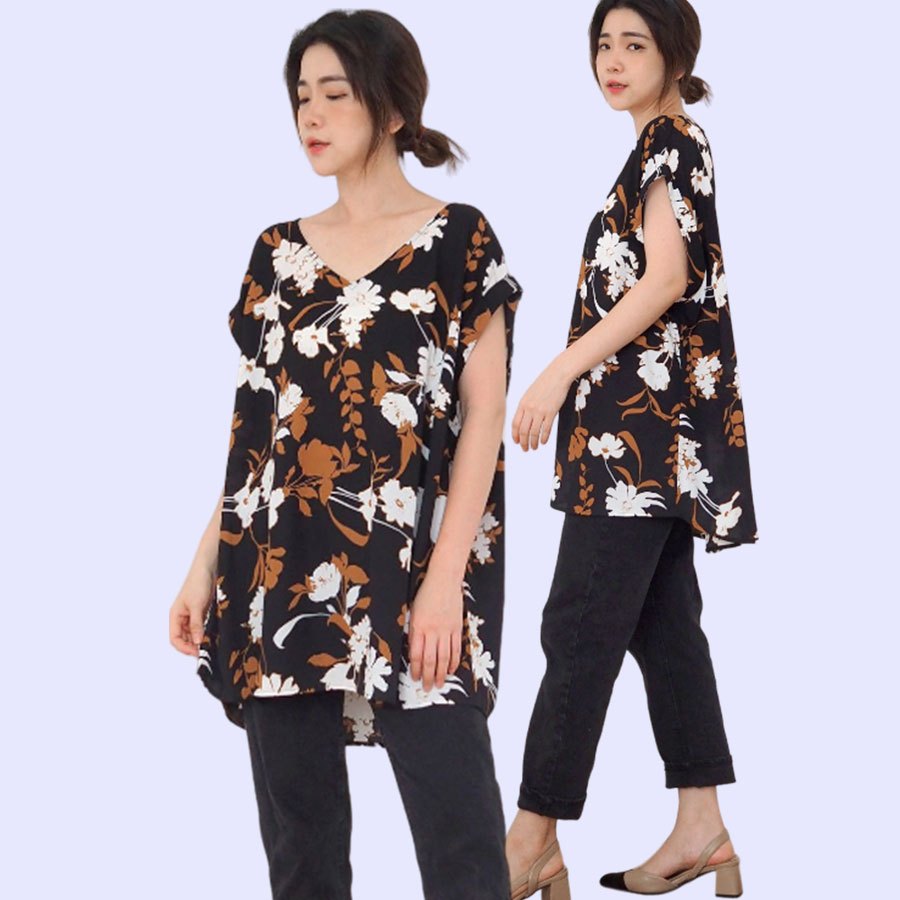 BLOUSE WANITA ANKO CAMP COLLAR BLOUSE