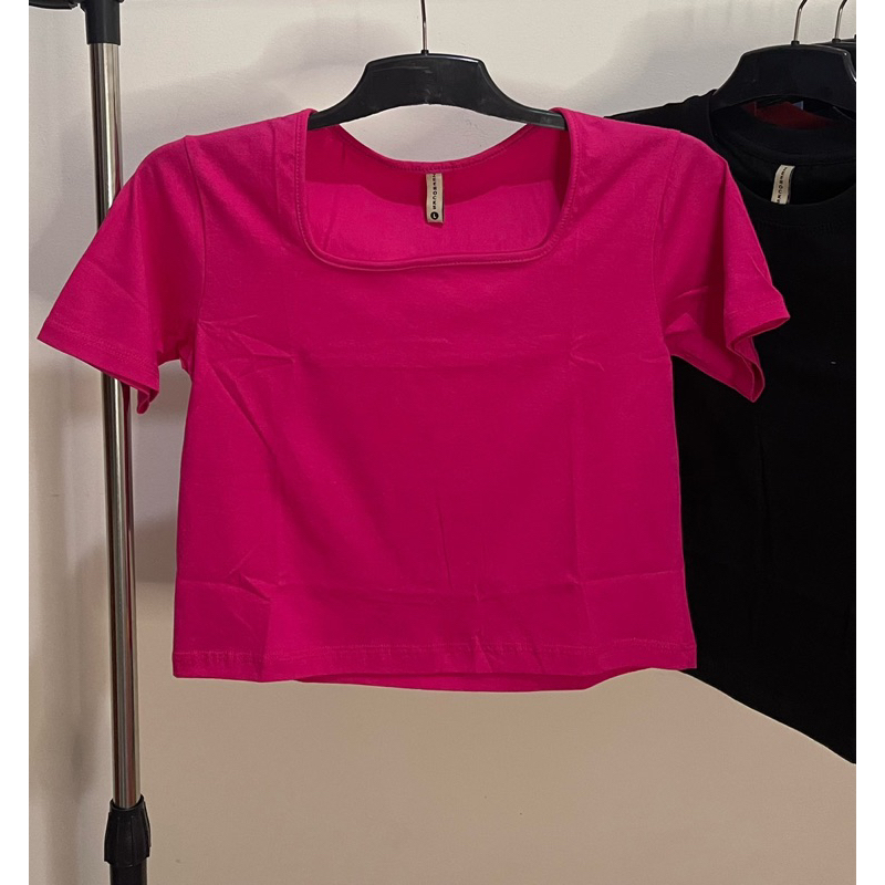 Novena Crop Top Kerah Kotak Cotton combed 24s Termurah