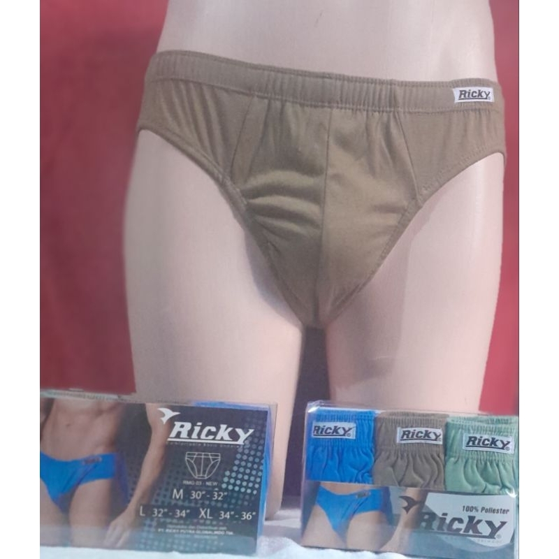 Celana dalam pria isi 3pcs bahan polyster merek ricky m l xl