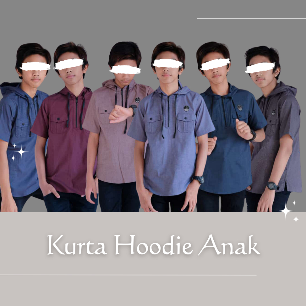 Kurta Remaja Hoodie | Kurta Lengan Pendek Remaja Hoodie | ILNAAF