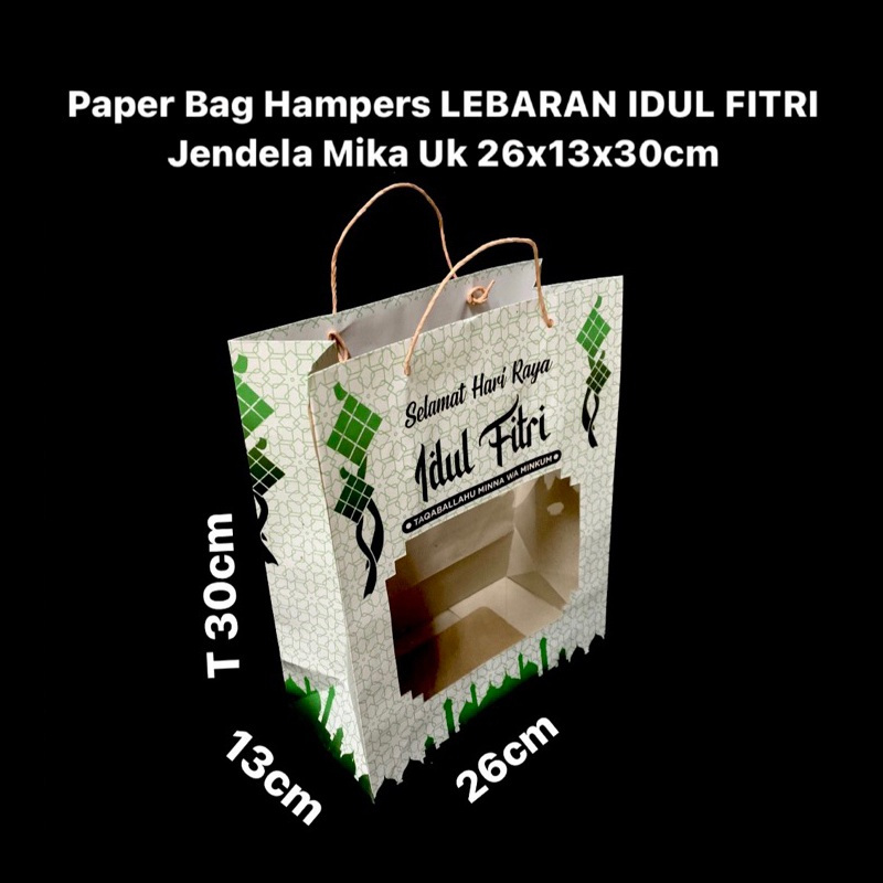 

(10 pcs) paperbag idul fitri tas tenteng hampers lebaran paper bag eid mubarok tas ramadhan 26x13x30 cm