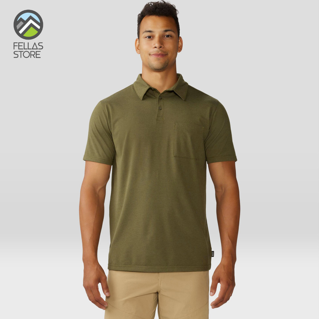 Mountain Hardwear - Men’s Low Exposure Polo Combat Green EOE Stripe