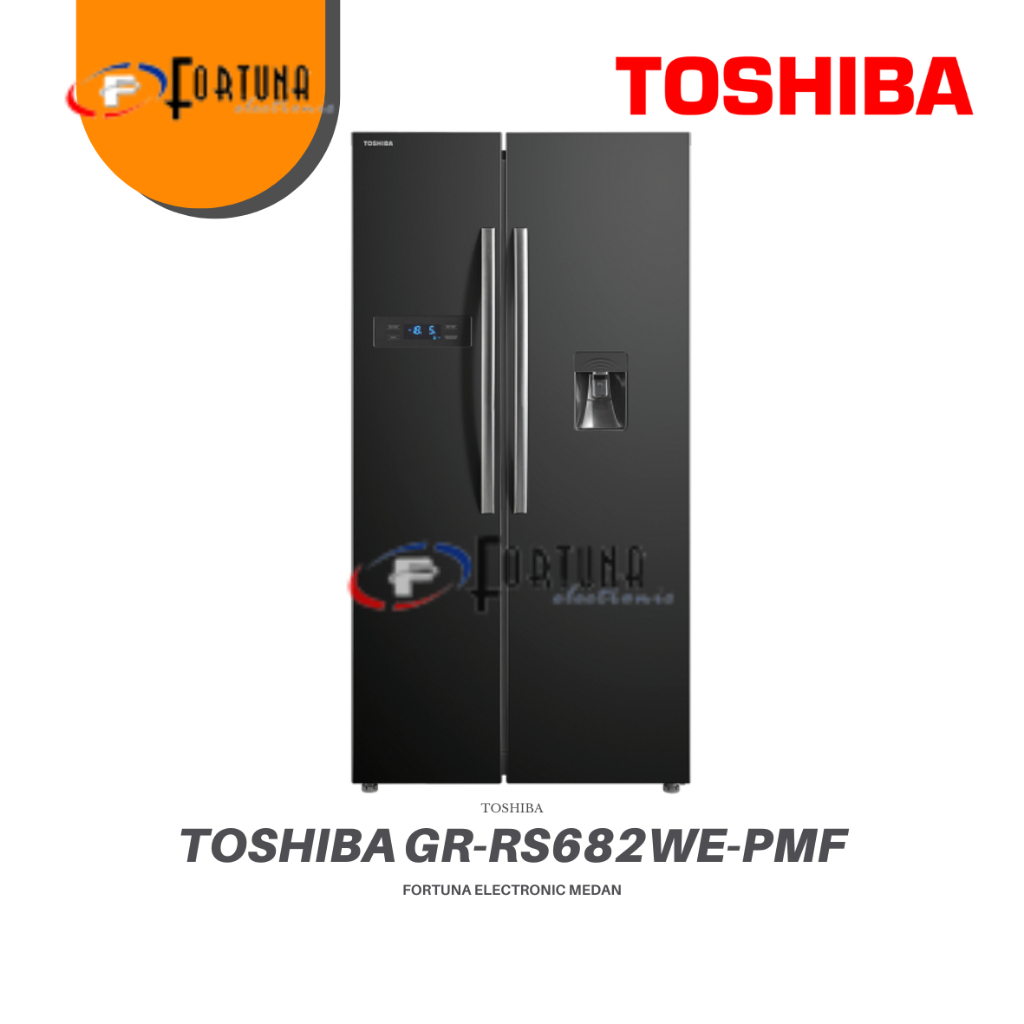 KULKAS TOSHIBA GR-RS682WE 2 DOOR WITH DISPENSER GREY /  GR-RS677WI 4 DOOR WITH SMART LIFE BLACK GLAS