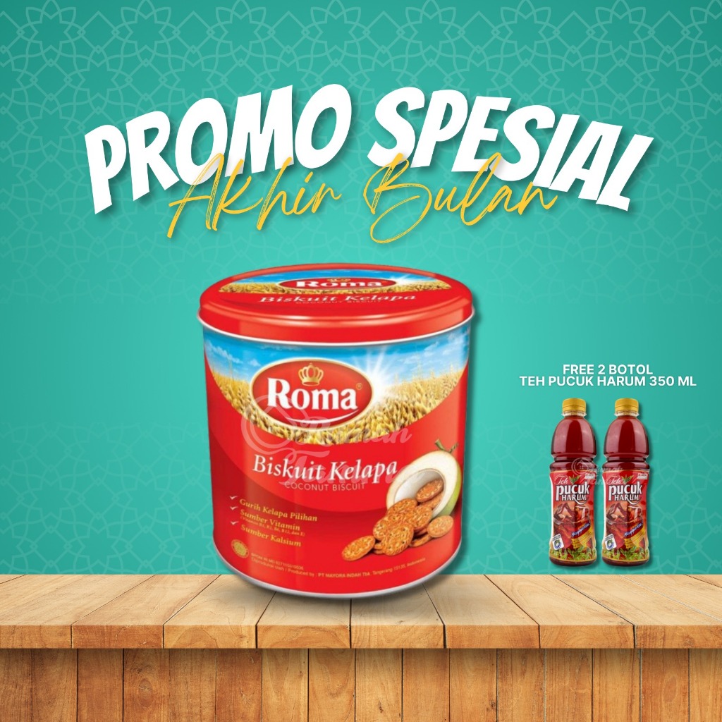 PAKET ROMA BISKUIT KELAPA FREE TEH PUCUK 350ML 2 BOTOL