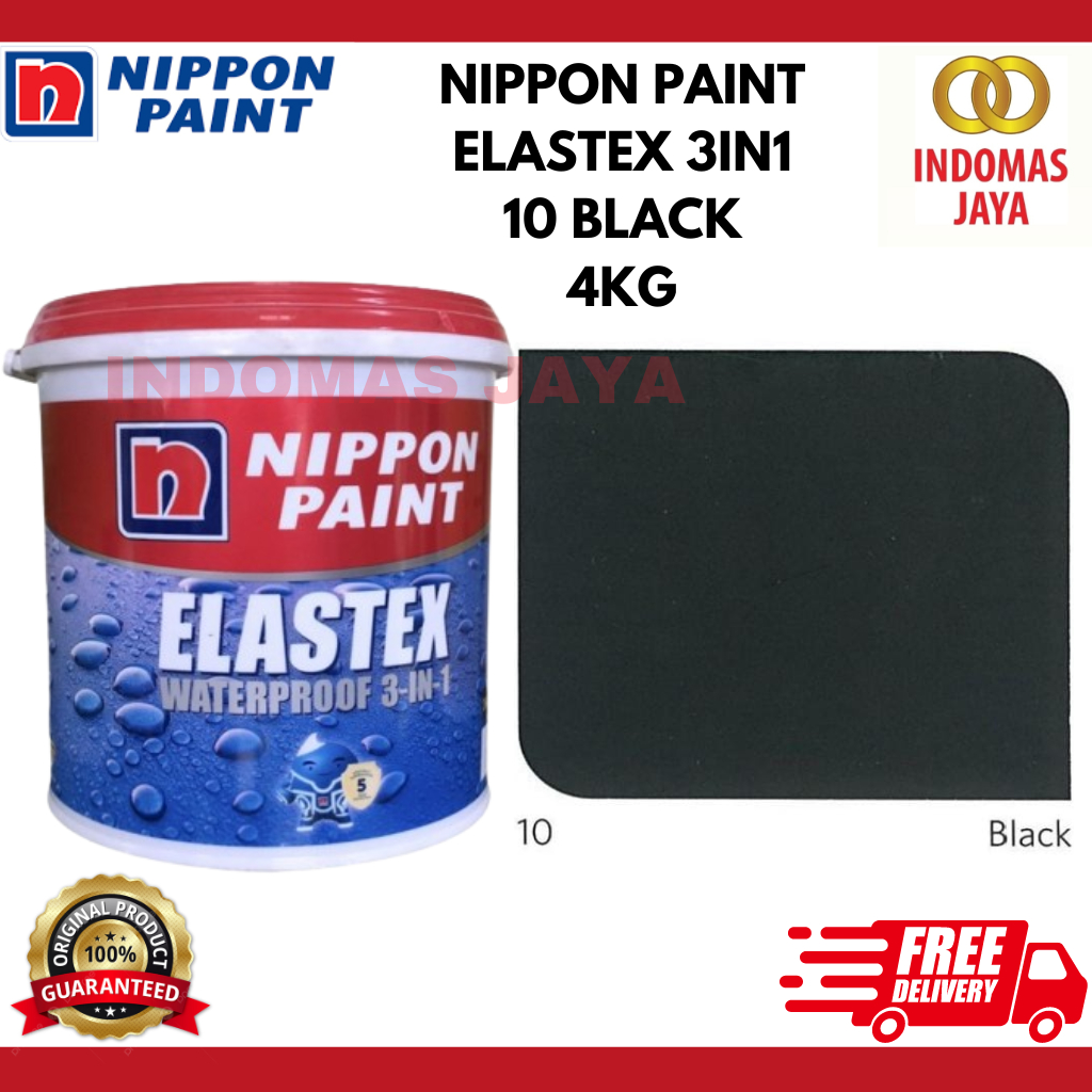 CAT ELASTEX WATERPROOF NIPPON PAINT 10 BLACK 4 KG - PELAPIS ANTI BOCOR